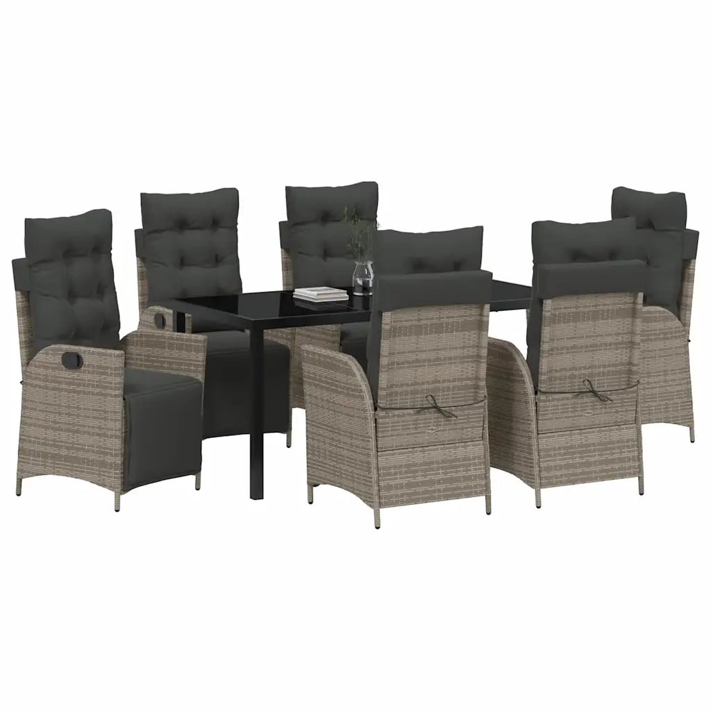Set da Pranzo per Giardino con cuscino 7 pcs Grigio polyrattan 3380551