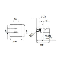 Miscelatore incasso doccia senza deviatore acciaio spazzolato - serie Marte
