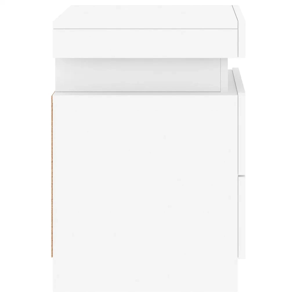 Comodino con Luci LED-Tavolino da notte Bianco 35x39x55 cm