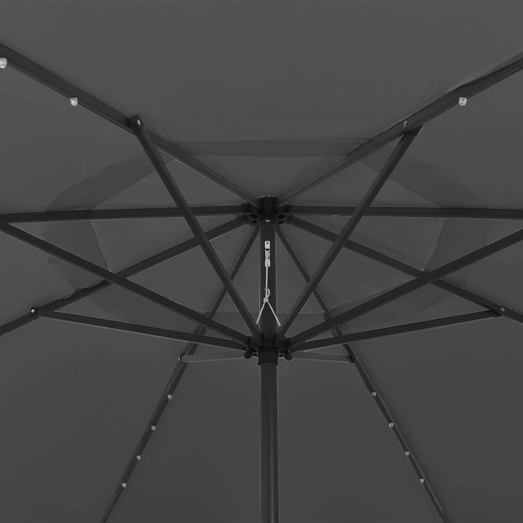 Ombrellone da giardino per esterni con luce LED e palo in metallo 400 cm antracite 02_0008179