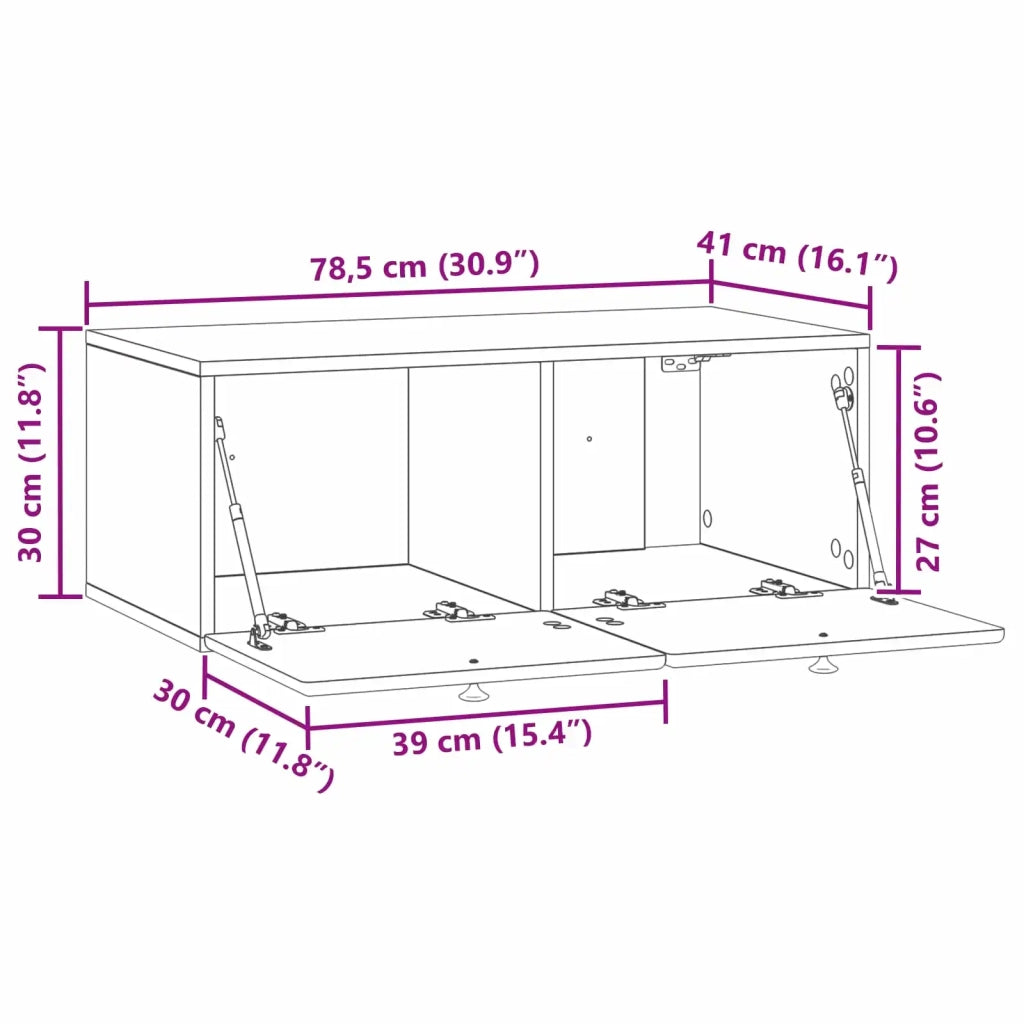 Mobile Porta TV da Muro 78,5 x 41 x 30 cm Nero 899196