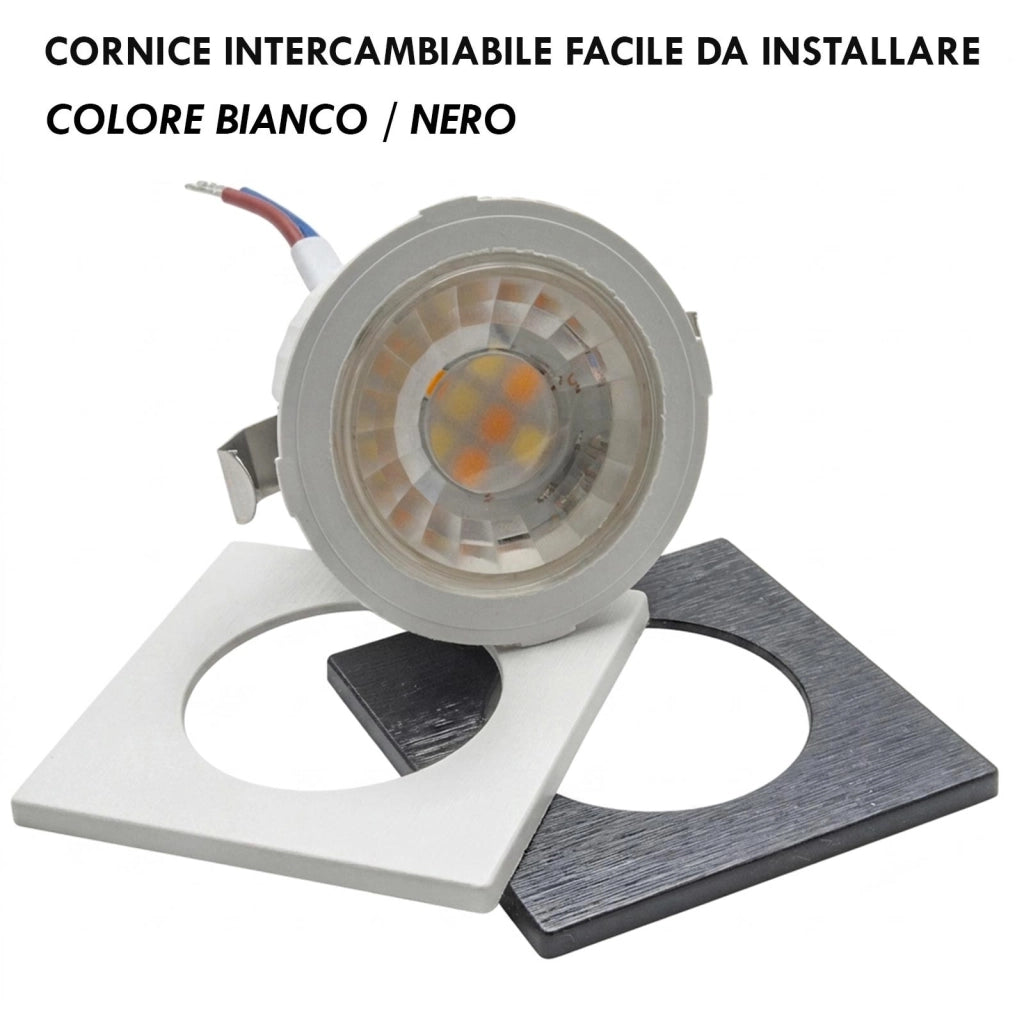 Mini faretto SPOT moderno quadrato LED 3W CCT incasso 35mm luce soffitto mensole ripiani mobili cucina cappa 230V cornice intercambiabile 38°