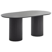 Tavolo da pranzo Piano in MDF nero Gambe in legno di gomma 180 x 100 cm Stile rustico moderno