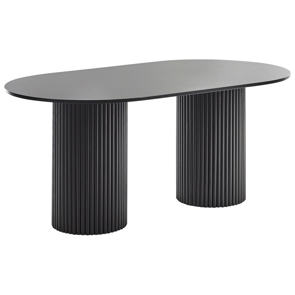 Tavolo da pranzo Piano in MDF nero Gambe in legno di gomma 180 x 100 cm Stile rustico moderno