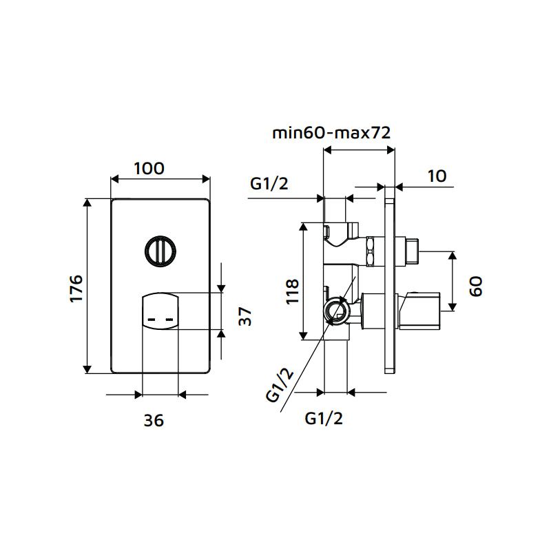 Miscelatore incasso doccia con deviatore acciaio spazzolato- serie Marte