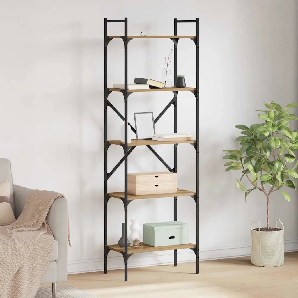 Libreria-Scaffale per Libri-Mobile di Stoccaggio Rovere artigianale 56 x 32 x 174 cm Legno multistrato