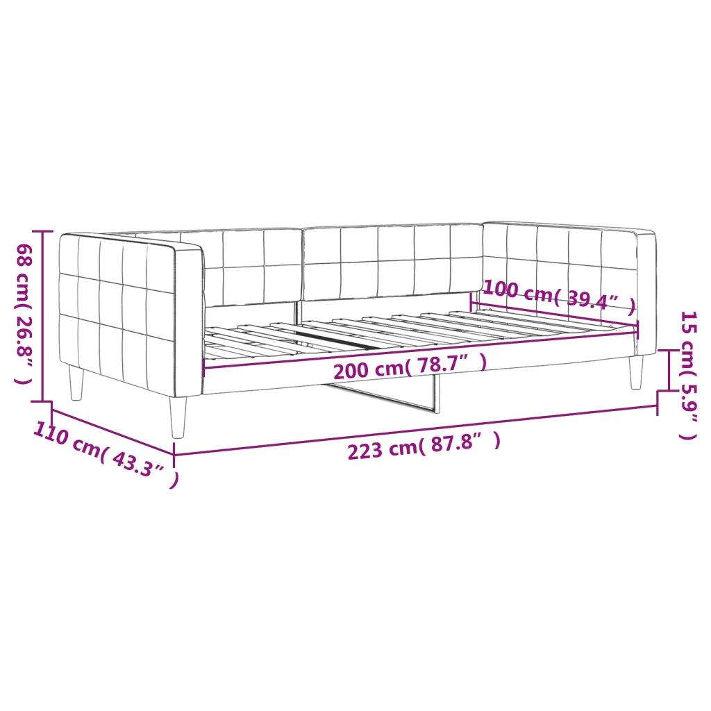 Letto da Giorno Grigio Chiaro 100x200 cm in Velluto 354015