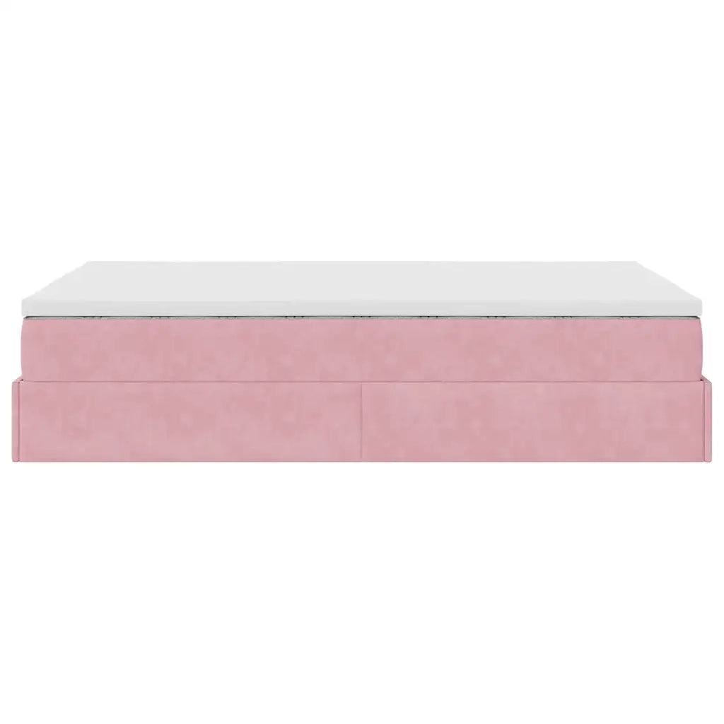 Struttura Letto Pouf con Materasso Rosa 120x200 cm Velluto 3311182