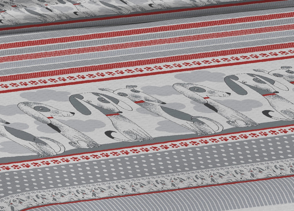 Copriletto Piquet Primavera Estate 100% Cotone Disegno Bau Bau - 1 Piazza e Mezza - Rosso