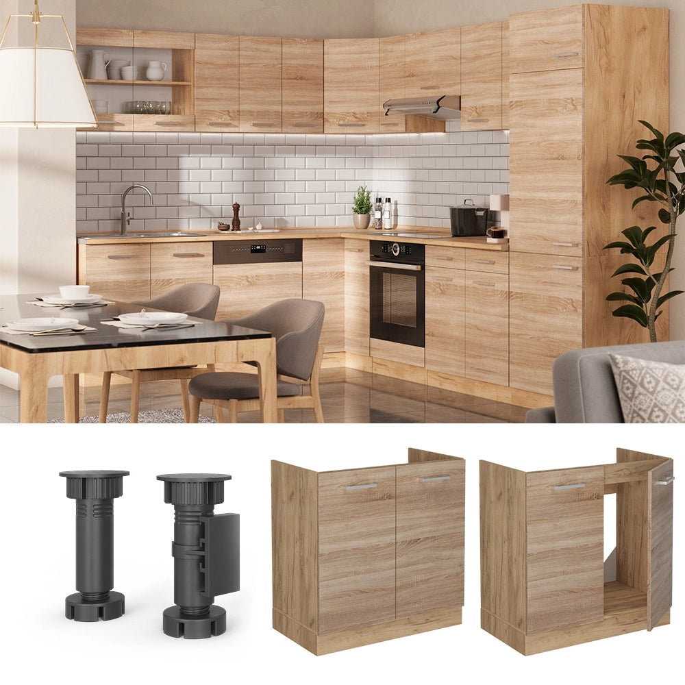 Mobile lavello cucina R-Line Sonoma/Rovere dorato 80 cm senza piano di lavoro Vicco