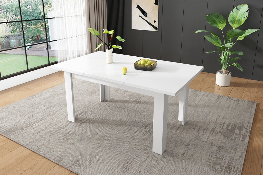 Tavolo da pranzo 120x70 cm in MDF con vano contenitore nascosto, bianco