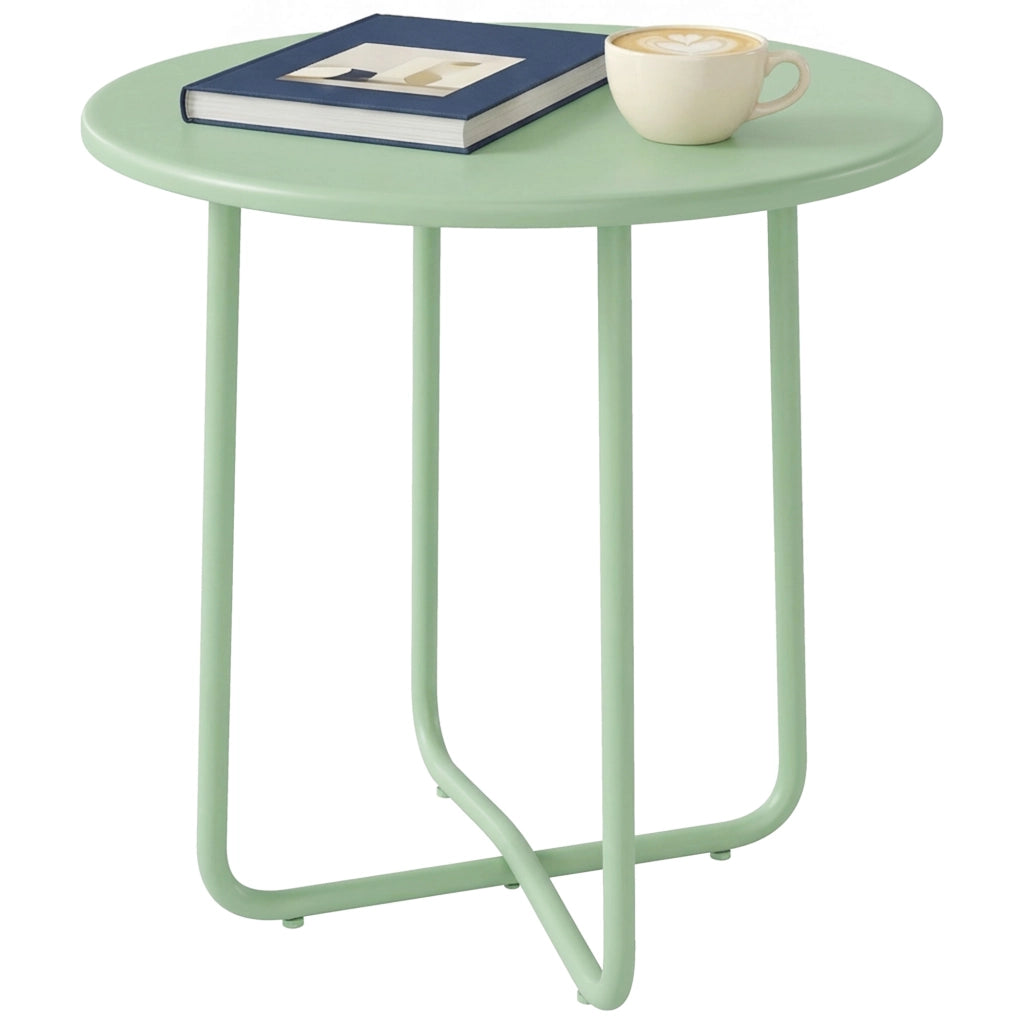 Tavolino da caff¨¨ esterno con base a X e piedi regolabili ¨C zephmum ¨C ?48x51cm, verde