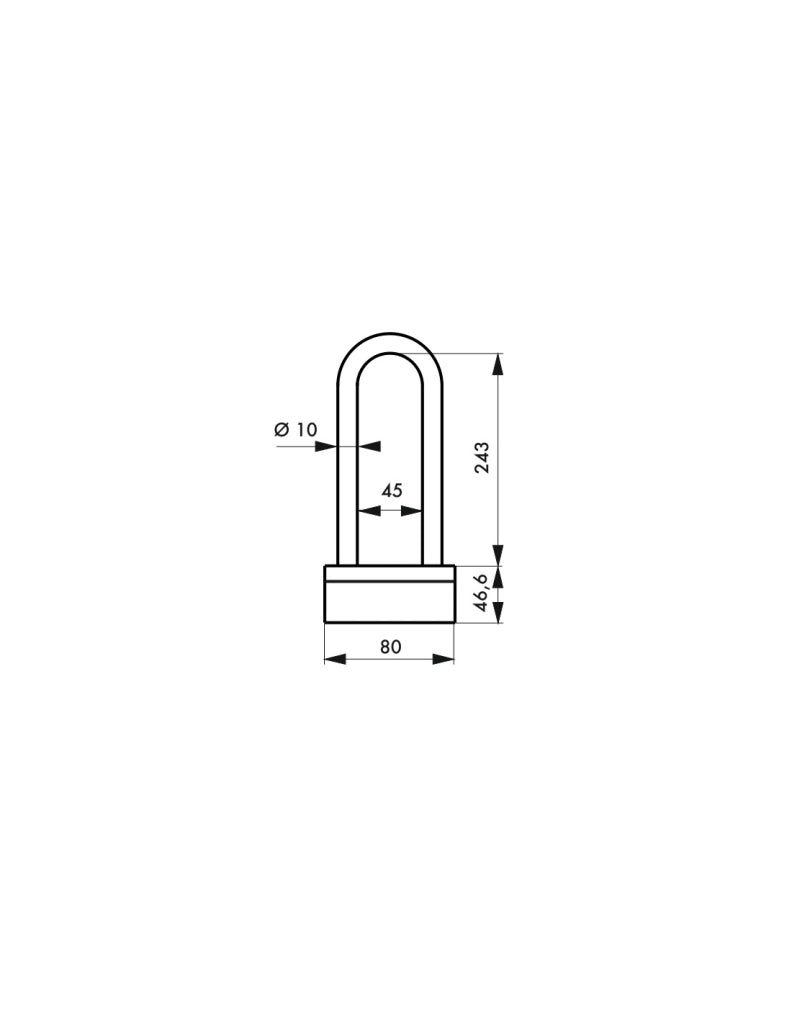 Antifurto a U con arco rivestito in acciaio cementato Ø 10 mm, larghezza 70 mm, altezza 300 mm – THIRARD