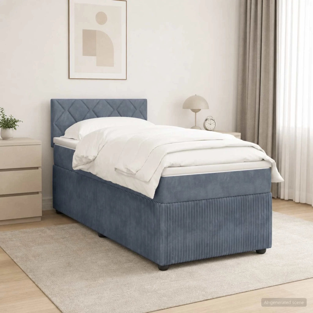 Letto box spring con materasso Grigio Scuro 100 x 200 cm 3453090