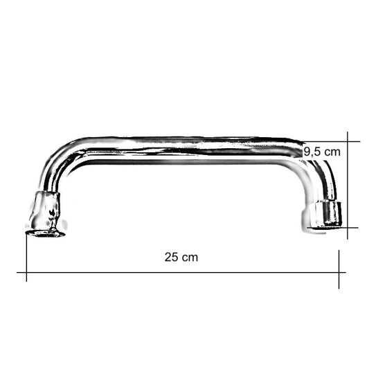 Canna becco rovesciata con attacco universale per rubinetto lavello, lunga 25 cm