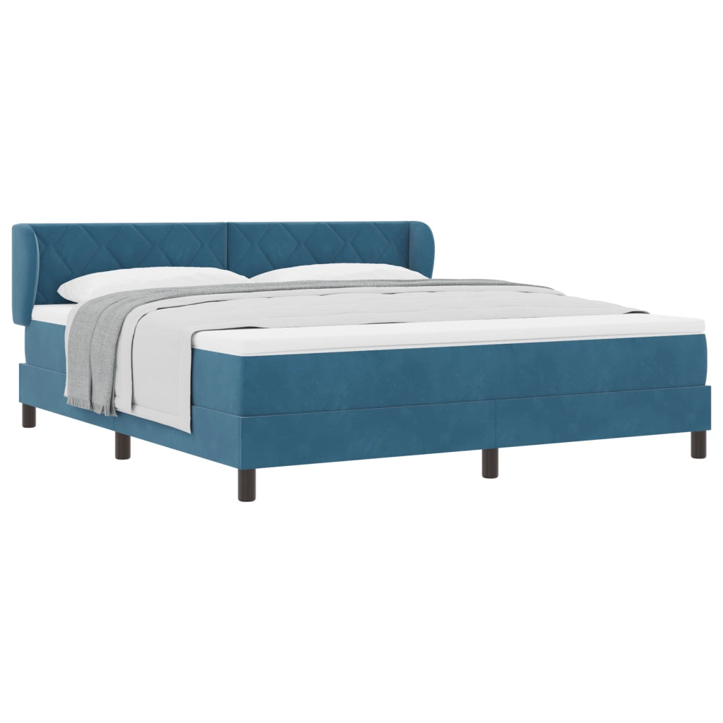 Letto Box Spring con Materasso Blu Scuro 180x200 cm Velluto