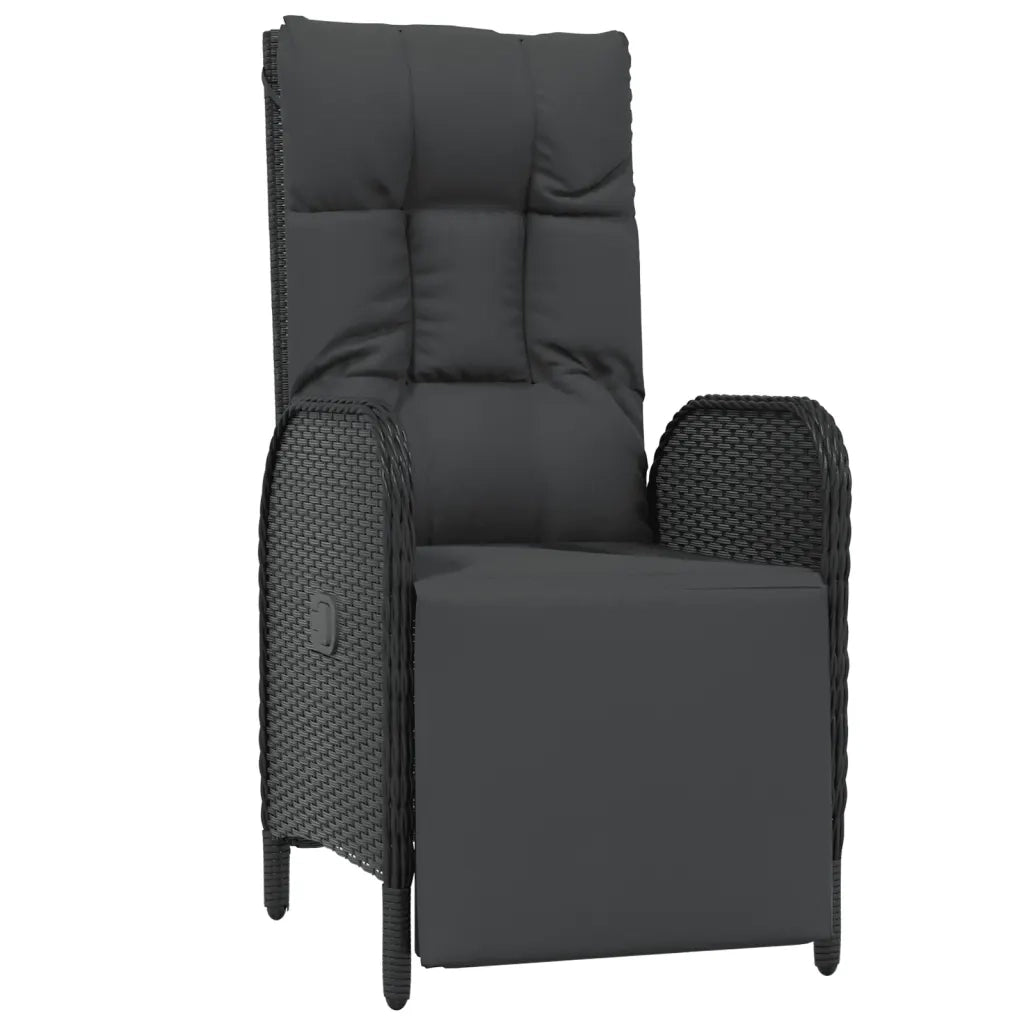Set da Pranzo da Giardino 7 pz Nero con Cuscini in Polyrattan 3185078