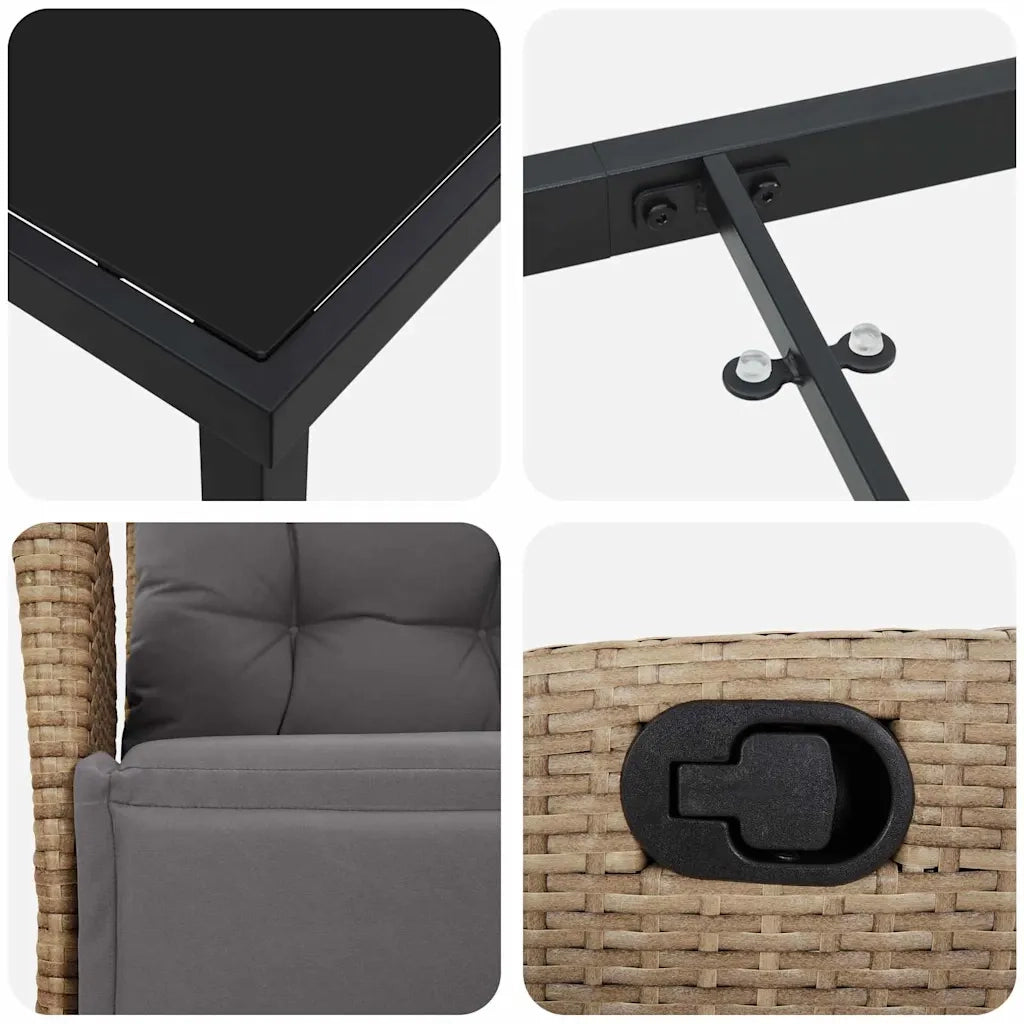 Set da Pranzo per Giardino con cuscino 9 pcs Beige polyrattan 3380567