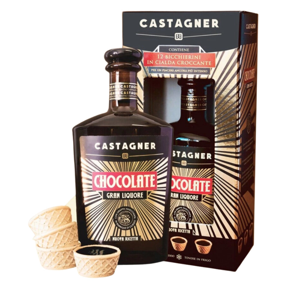Castagner chocolate gran liquore e 12 bicchierini in cialda 6 bottiglie da 35 cl