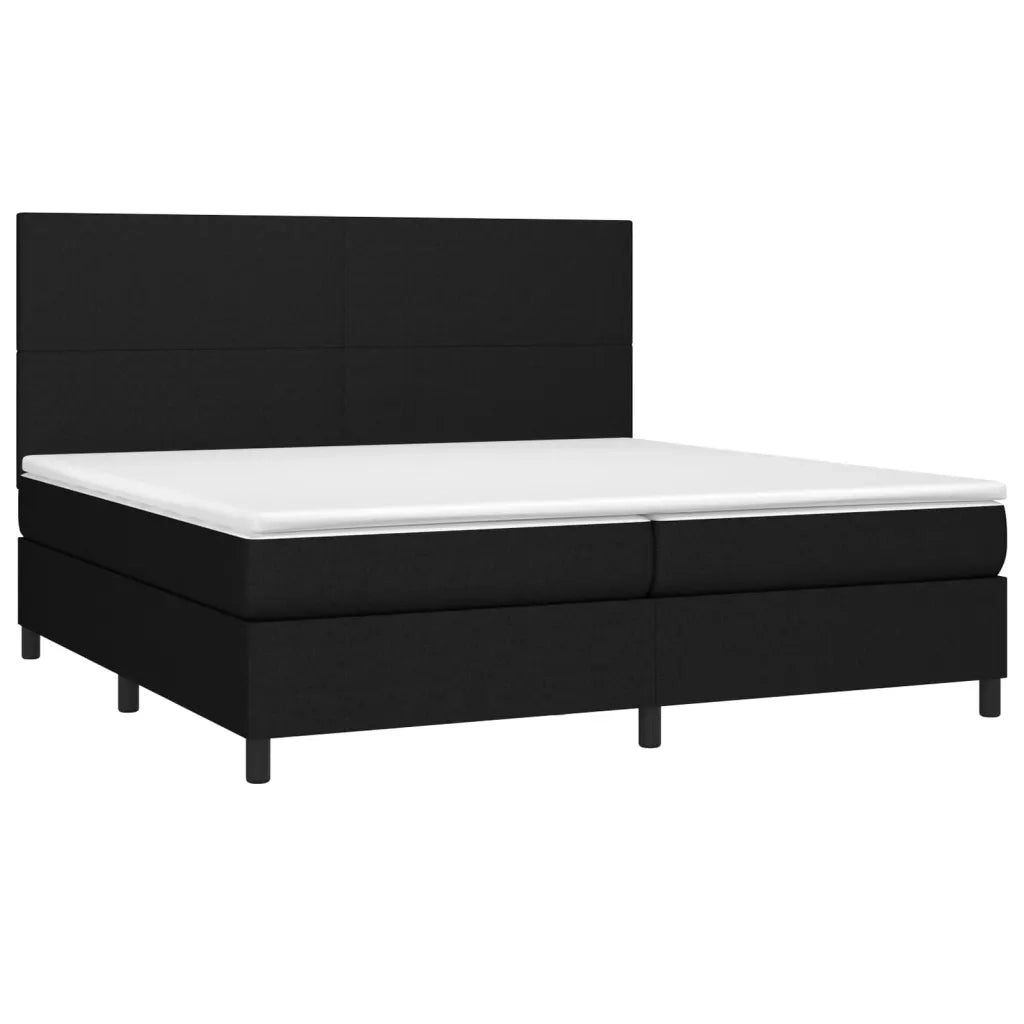 Letto a Molle Materasso e LED Nero 200x200cm in Tessuto 3134743