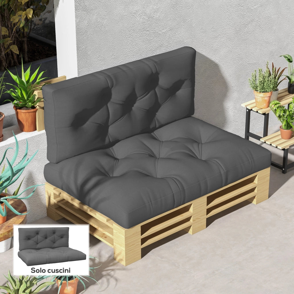 Set Cuscini da Giardino per Divani ¨C Zephmum ¨C Grigio Poliestere 2 Pezzi