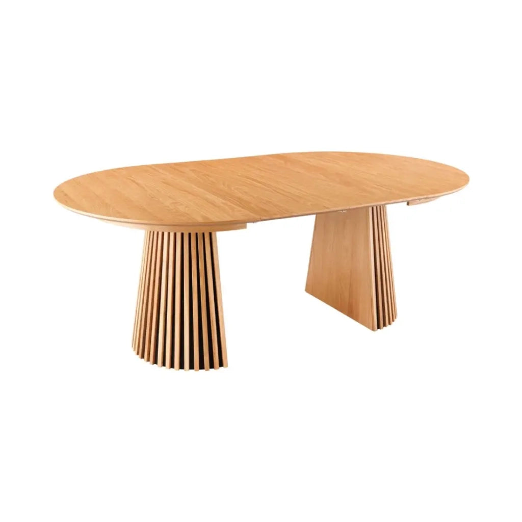 Tavolo rotondo allungabile KANOVA 120 a 160 a 200 cm in finitura rovere chiaro