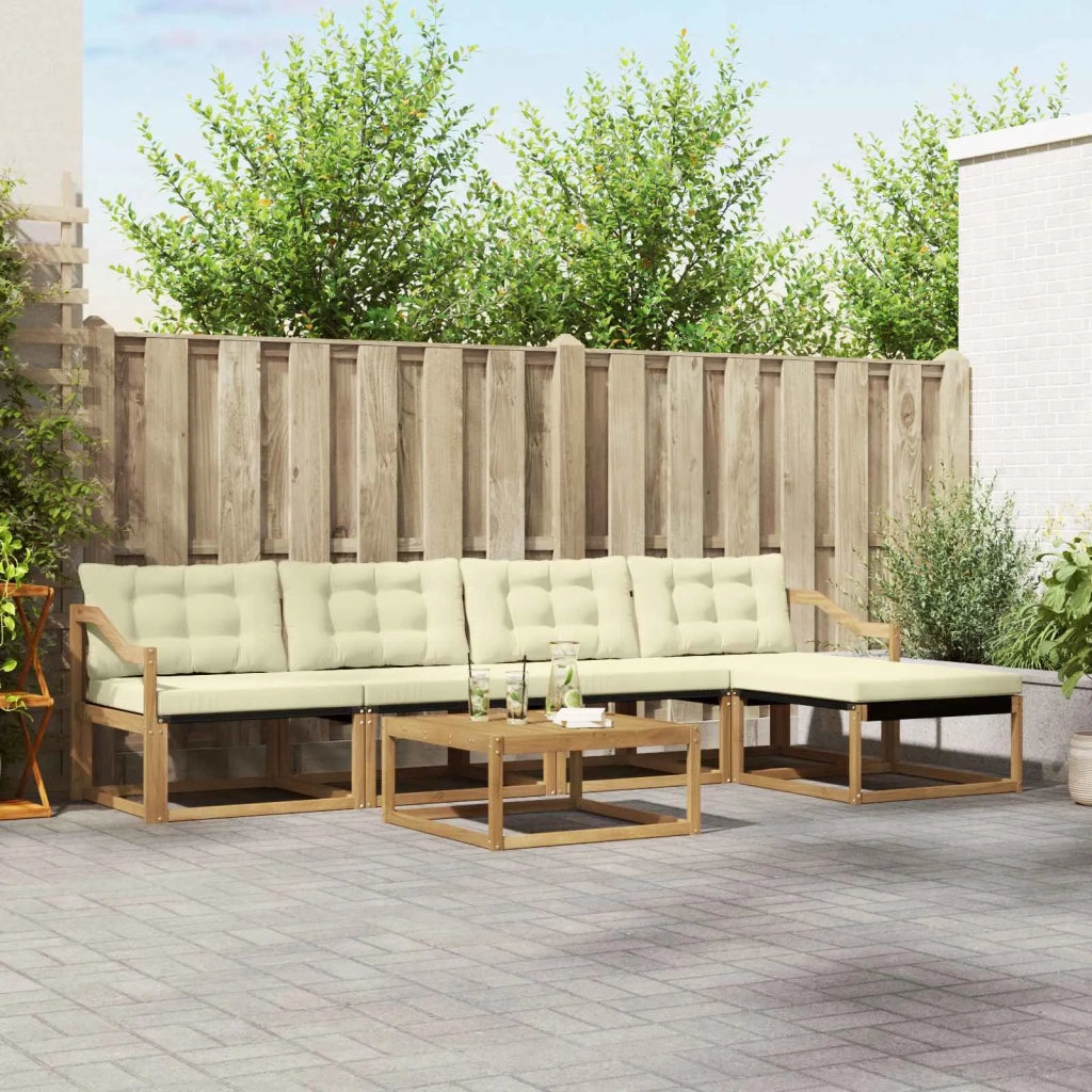 Set di divani da esterno 6 pcs Bianco e Crema 79 x 79 x 37 cm