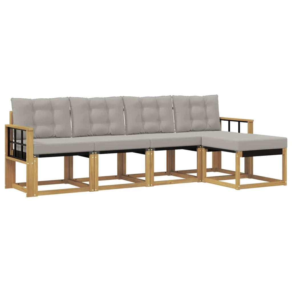 Set di divani da esterno 5 pz Bianco e Grigio Chiaro 3389385