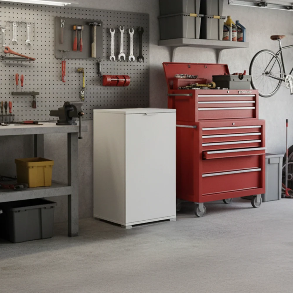 Mobiletto Base 1 Anta Bianco | Armadietto Salvaspazio Moderno con Ripiano Regolabile | Già Assemblato per Bagno, Lavanderia, Ingresso, Studio e Balcone