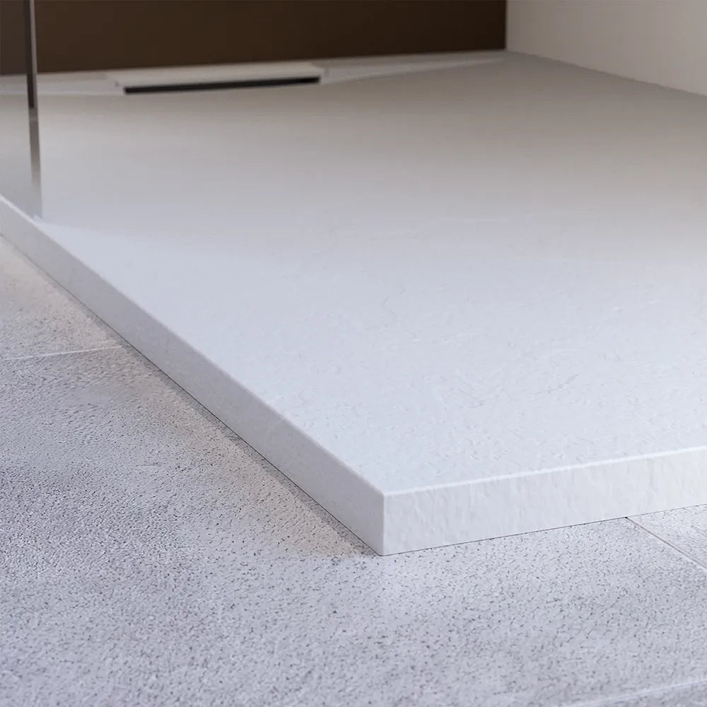 Piatto doccia 90x160 cm in marmoresina bianco effetto pietra | Paros