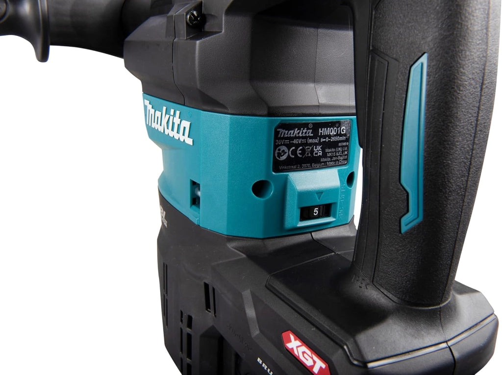 Makita HM001GM201 - Martello a batteria 40 V max. / 4,0 Ah, 2 batterie + caricatore in valigetta con adattatore radio AWS WUT01