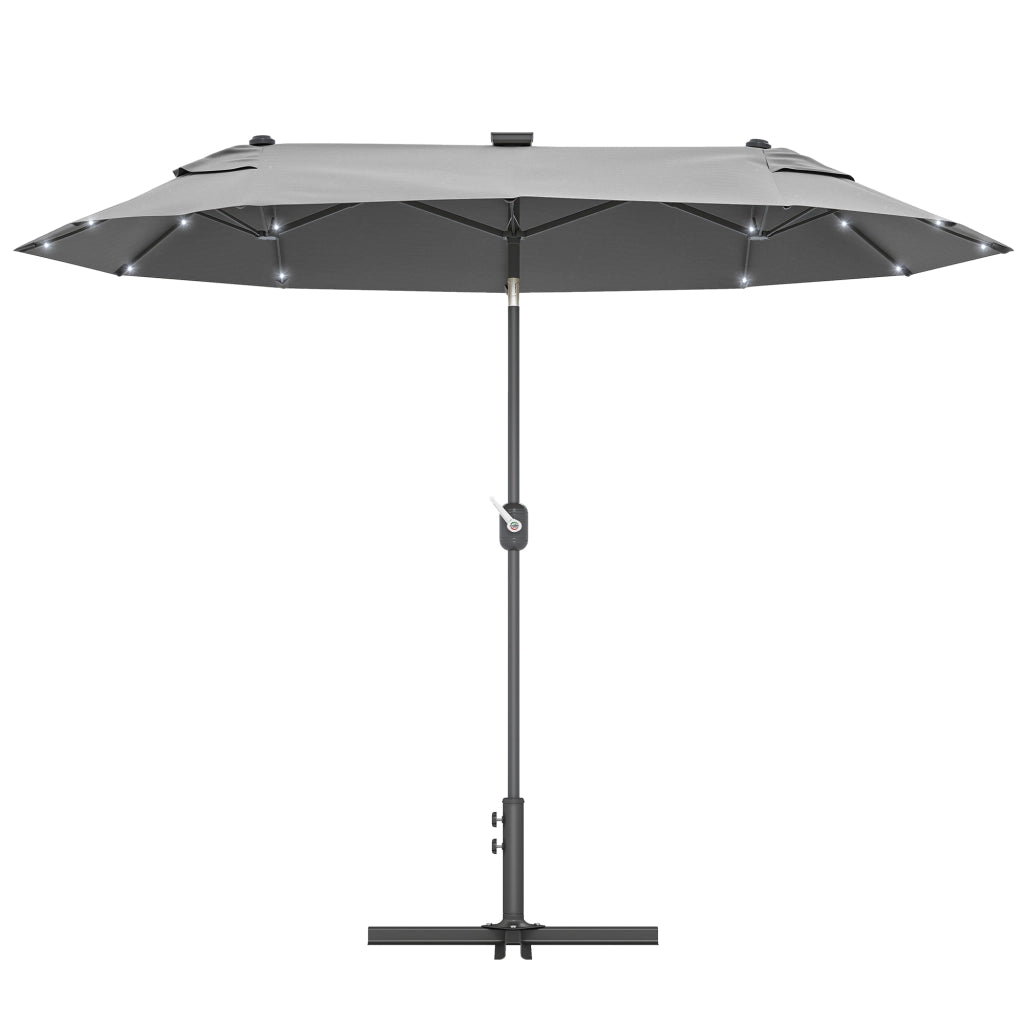 Ombrellone doppio con Base a crocee Luci Solari, 295x150x219cm, Grigio