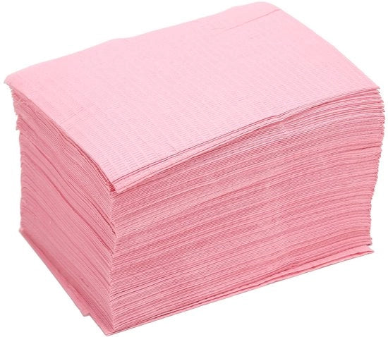 125 pezzi di salviettine da dentista riciclabili rosa, salviettine da tatuaggio impermeabili, gilet assorbenti per pazienti e ampia applicazione