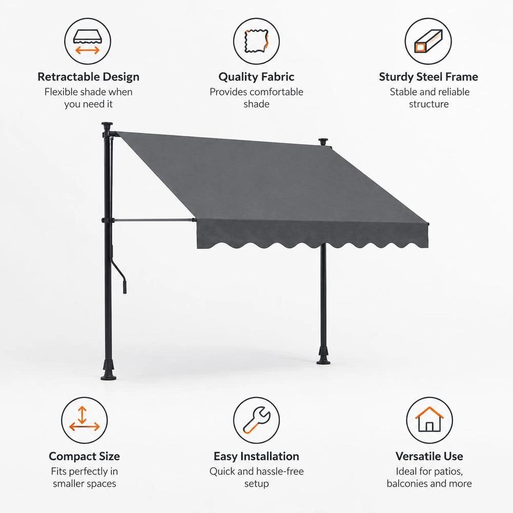 Retractable Awning, Anthracite, 200x150 Cm, Fabric And Steel