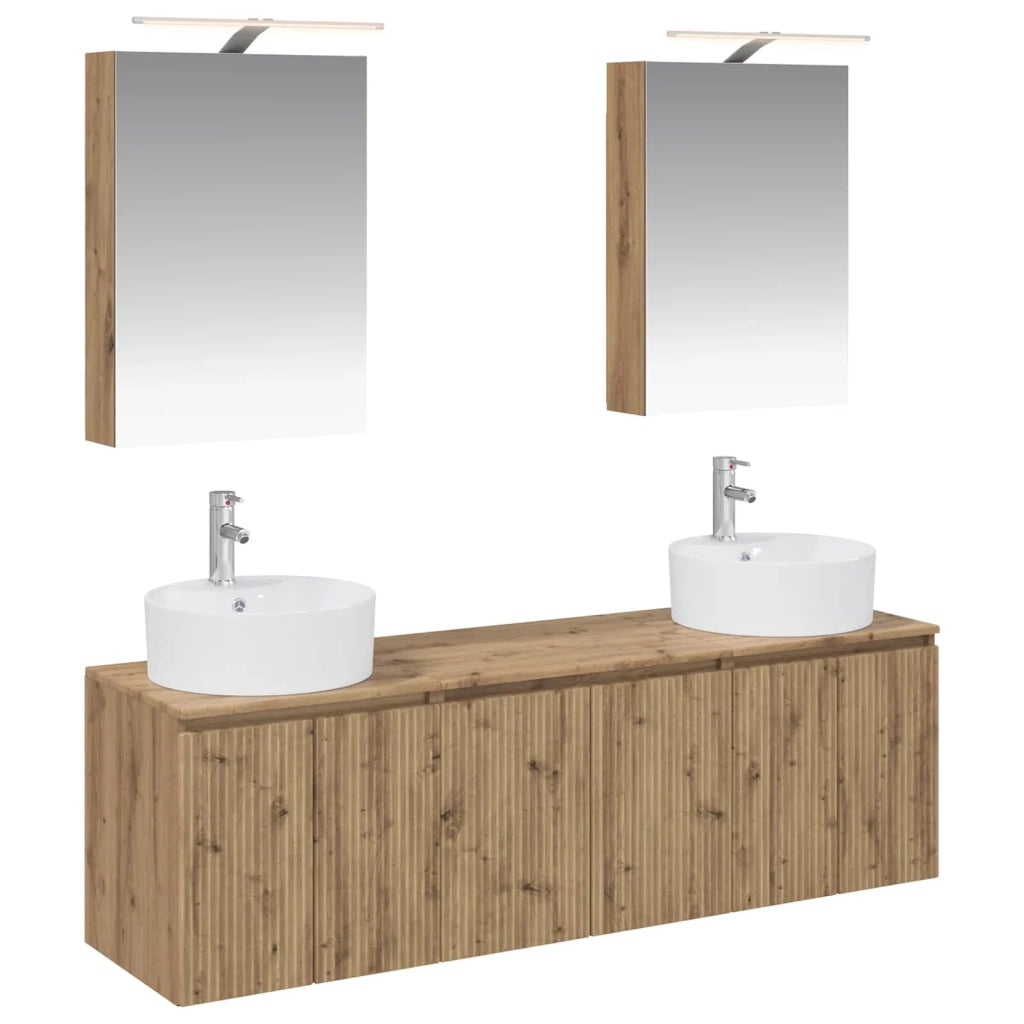 Set di Armadi da Bagno 5 pcs Rovere Artigianale 3406438