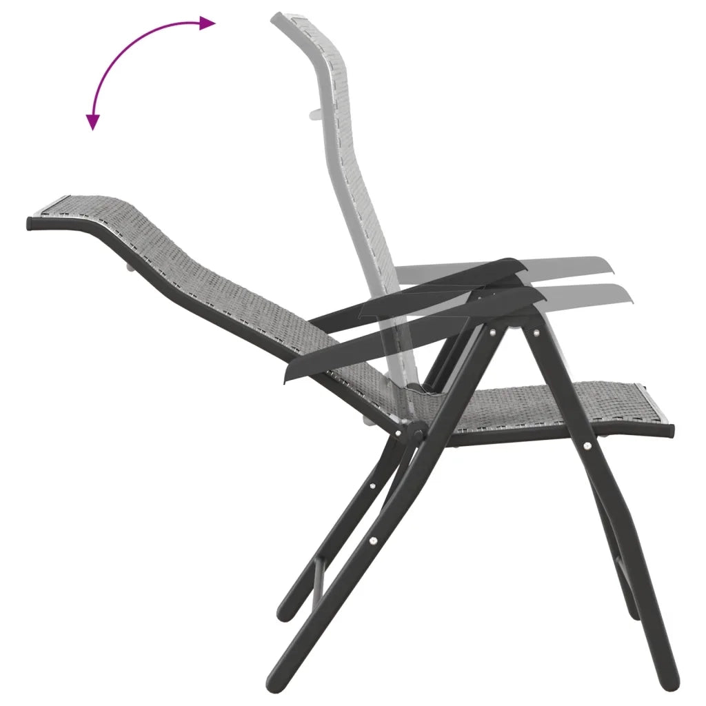 Sedie Pieghevoli da Giardino 2 pz | Sedie da Esterno Grigie in Polyrattan