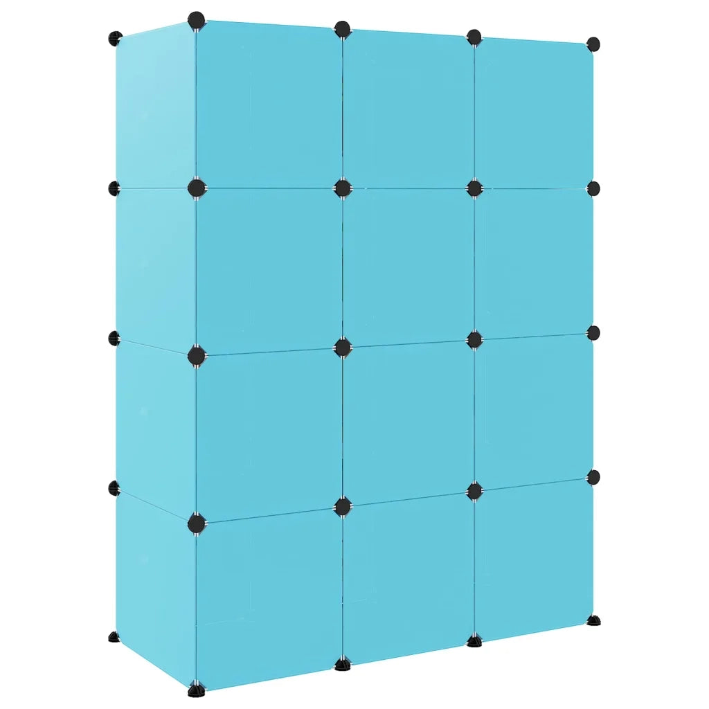 Scaffale Portaoggetti per Bambini con 12 Cubi Blu in PP CFW9181059