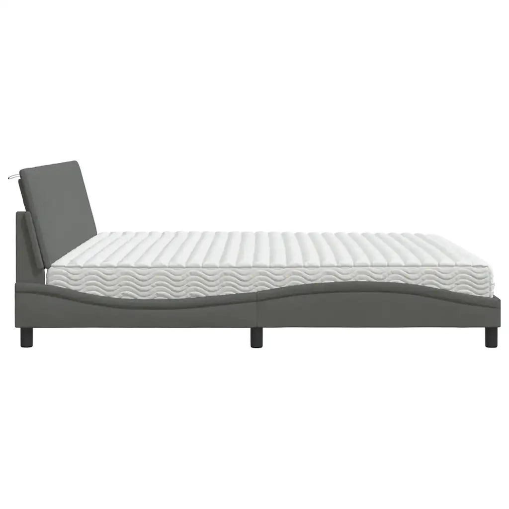 Letto con Materasso Hanko Grigio Scuro 200x200 cm in Tessuto 3310553