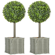 Set di 2 piante artificiali, alberi artificiali resistenti ai raggi UV in vaso, adatti per uso interno ed esterno, plastica, cemento, verde