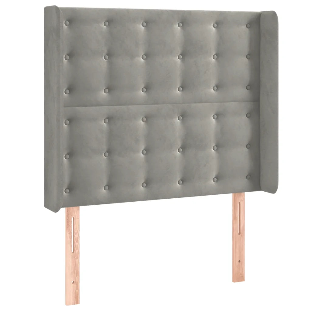 Testiera | Testata ad Orecchio Grigio Chiaro 83x16x118/128 cm in Velluto