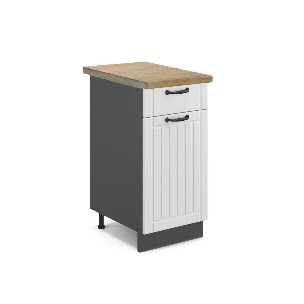 Mobiletto base per cucina Fame-Line Bianco rustico/Antracite 40 cm, PL Rovere Vicco