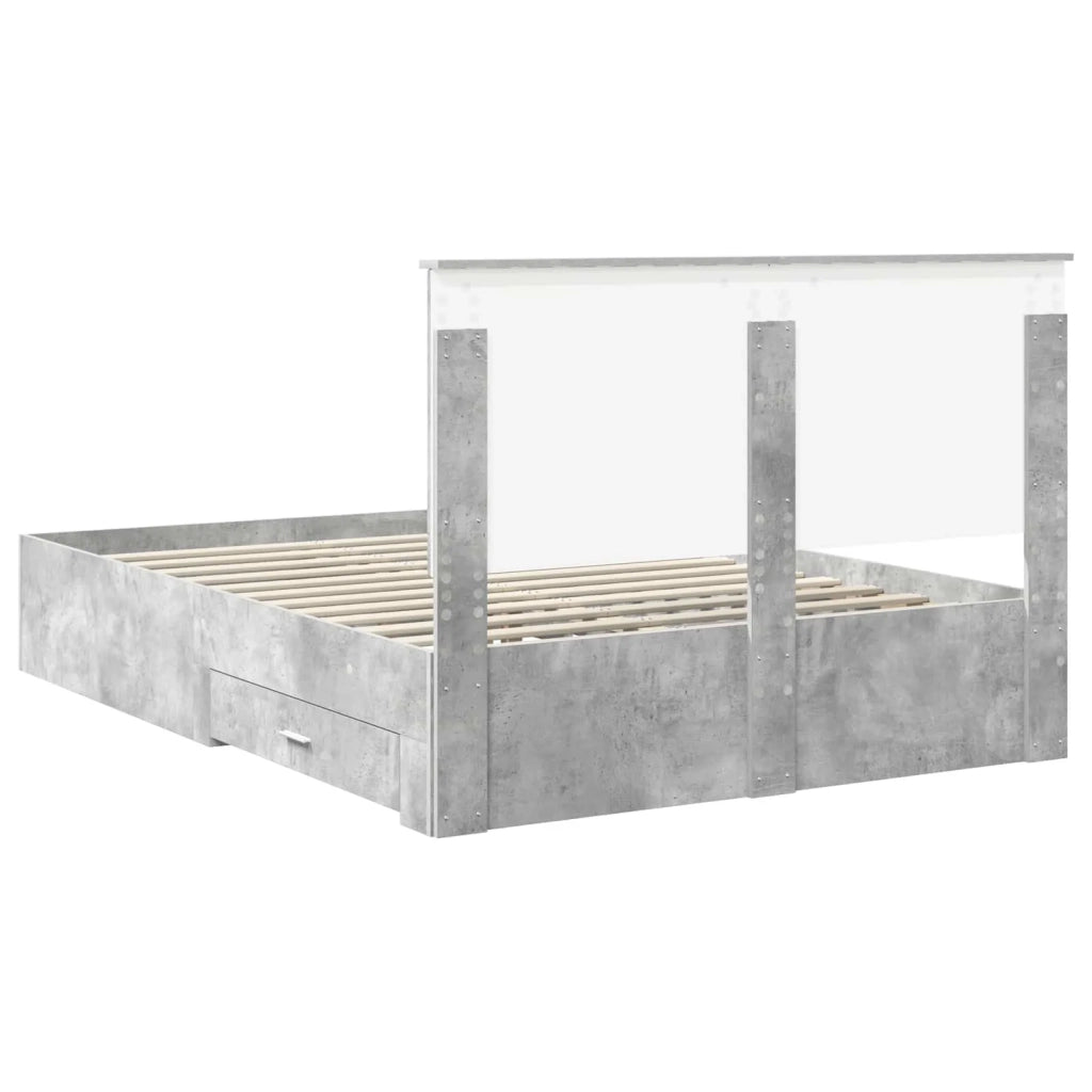 Struttura del letto con testiera Grigio cemento 140 x 200 cm