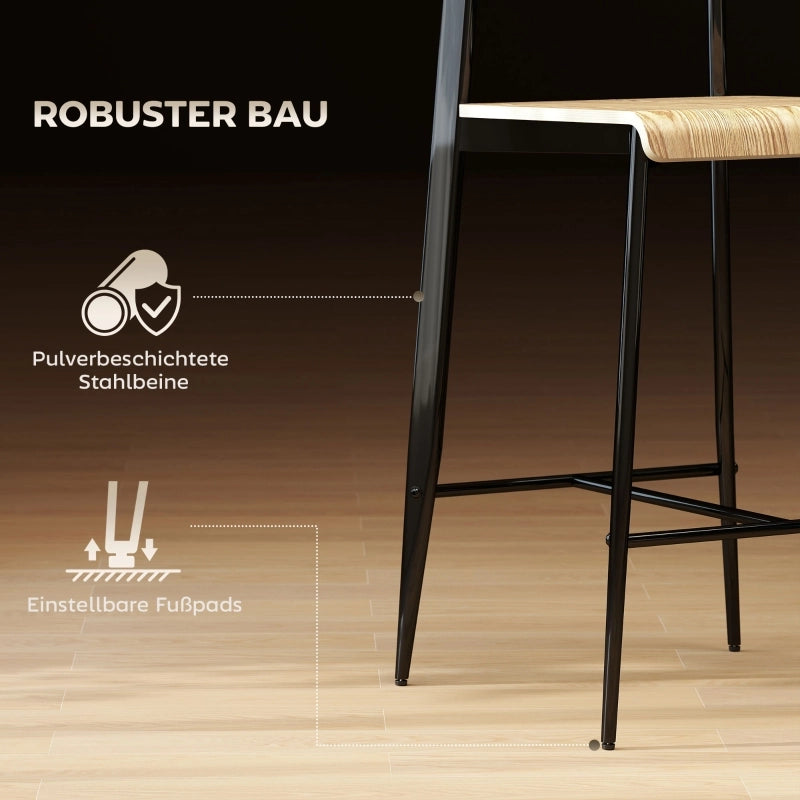 SGABELLO BAR 66 cm Legno Naturale e Metallo Nero