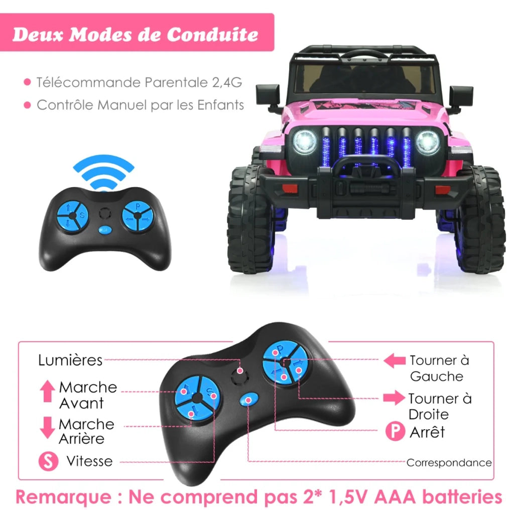 Auto elettrica 95 x 56 x 47 cm telecomando parentale 2.4G con musica design PP rosa 20_0019093