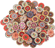 Punti lignei colorati 20 mm - 100 pezzi, punti rotondi per cucire, ricamare e decorazioni