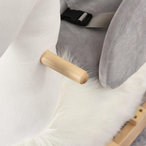 Dondolo per Bambini in Legno Cigno in Peluche   Bianco e Grigio