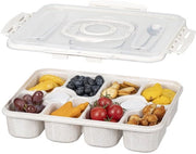 Contenitore da picnic con 10 pezzi, coperchio e maniglia, inclusa 1 cucchiaio e 1 forchetta, contenitore per conservare snack per viaggi, picnic, campeggio e tè pomeridiano (bianco)