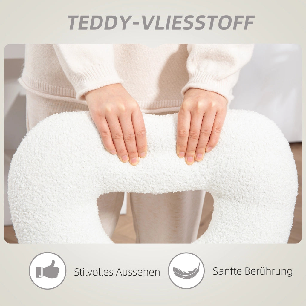 Sedia da ufficio girevole con schienale a cuore senza braccioli e altezza regolabile in teddy fleece bianco