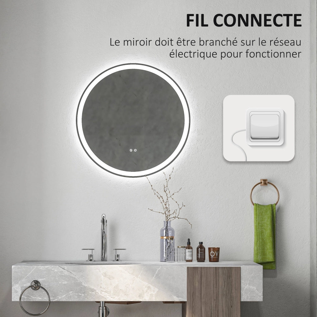 Specchio LED da bagno tondo 80 cm ¨C zephmum ¨C bianco argentato