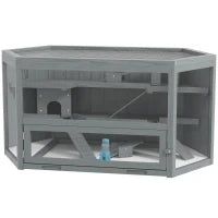 Gabbia per Criceti, 3 Piani, Vassoio Removibile, Legno e Metallo, 115x60x55 cm, Grigio